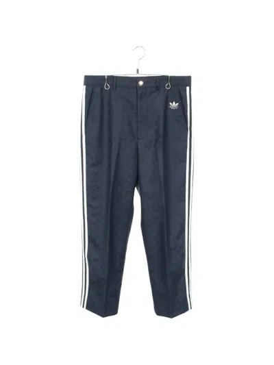 Pre-owned Gucci X Adidas Gg Trefoil Jacquard Trousers In Blue