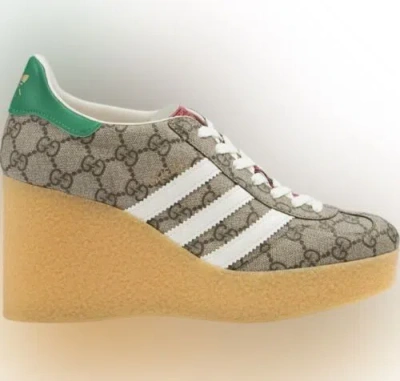 Pre-owned Gucci X Adidas Gg Wedge Gazelle Sneaker Size 41 In Multicolor