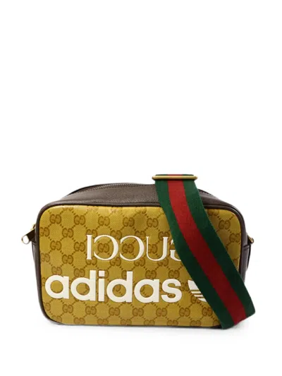 Pre-owned Gucci X Adidas Gg-pattern Shoulder Bag In Yellow