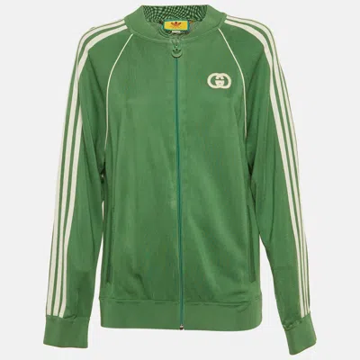 Pre-owned Gucci X Adidas Green Jersey Bomber Jacket L