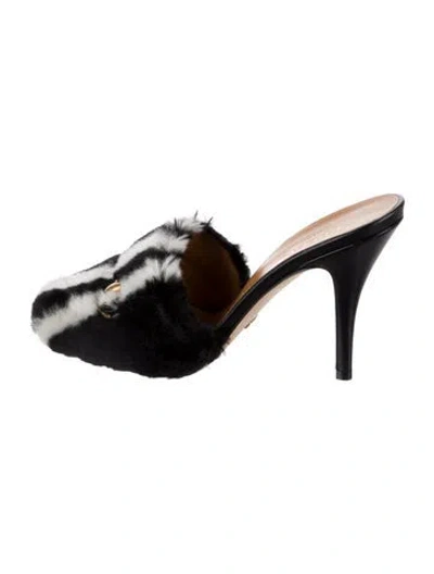 Pre-owned Gucci X Adidas Horsebit Accent Faux Fur Mules In Black