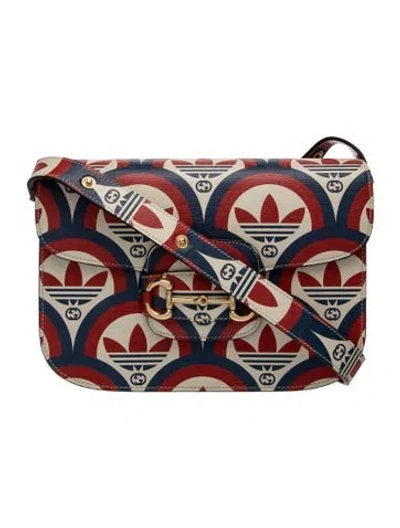 Pre-owned Gucci X Adidas Interlocking G Horsebit 1955 Bag Small In Blue
