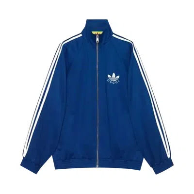 Pre-owned Gucci X Adidas Jersey Zip Jacket 'blue' | Women's Size L