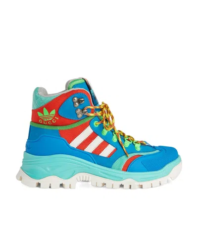 Gucci X Adidas Laced Short Boots In Blue
