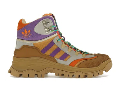 Pre-owned Gucci X Adidas Laced Up Boots (women's) Sneakers In Brown/purple