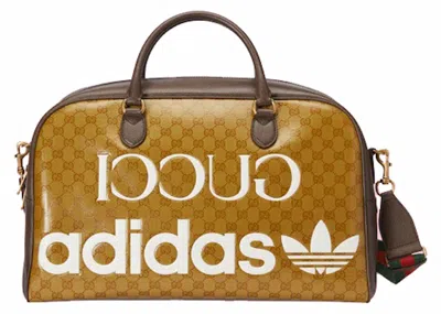 Pre-owned Gucci X Adidas Large Duffle Bag In Beige/brown