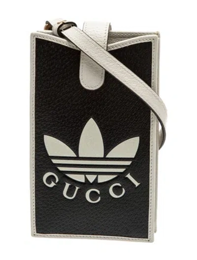 Pre-owned Gucci X Adidas Leather Gucci Phone Case Small In Black