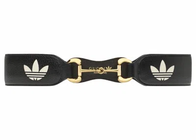 Pre-owned Gucci X Adidas Leather Horsebit Belt In Black