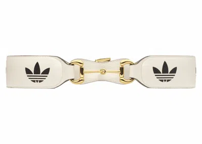 Pre-owned Gucci X Adidas Leather Horsebit Belt In White