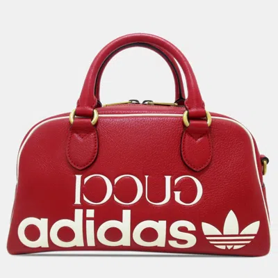 Pre-owned Gucci X Adidas Leather Mini Duffle Bag In Red