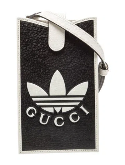 Pre-owned Gucci X Adidas Leather Phone Case In Black
