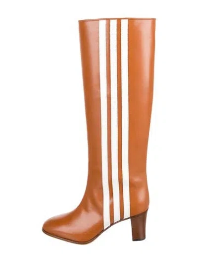 Pre-owned Gucci X Adidas Leather Striped Boots In Brown