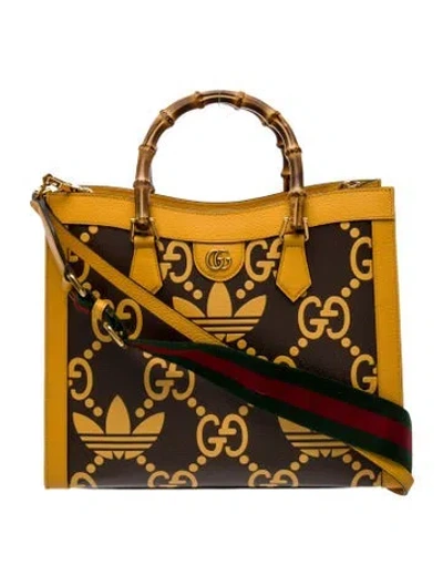 Pre-owned Gucci X Adidas Leather Top Handle Bag In Neutral