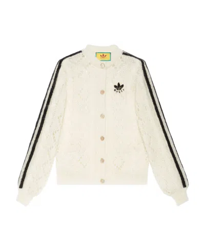 Gucci X Adidas Logo Knitted Cardigan In White