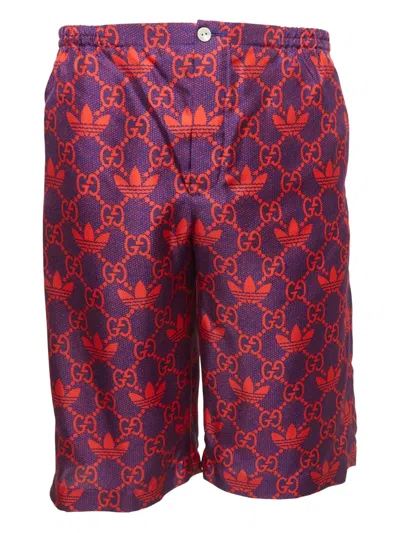 Pre-owned Gucci X Adidas Logo Silk Shorts In Red