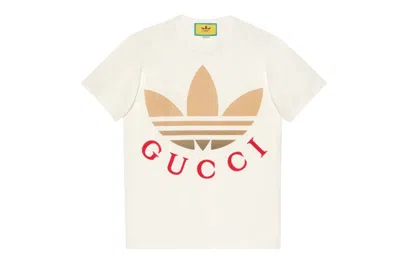 Pre-owned Gucci X Adidas Logo T-shirt White/beige