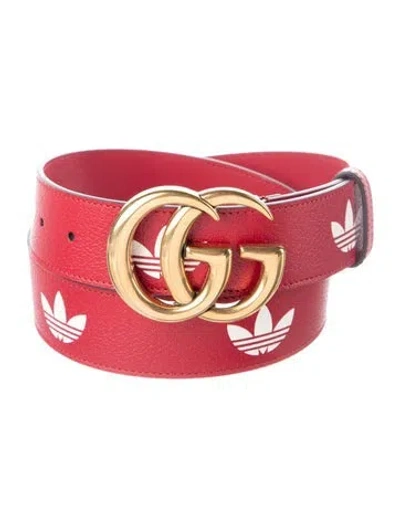 Pre-owned Gucci X Adidas Marmont Double G Logo Belt In Red