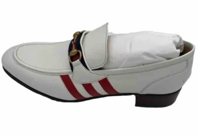 Pre-owned Gucci X Adidas Mens White Leather Horsebit Loafers Size Uk 11, Us 11.5 $2200