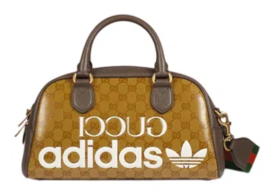 Pre-owned Gucci X Adidas Mini Duffle Bag In Beige/brown