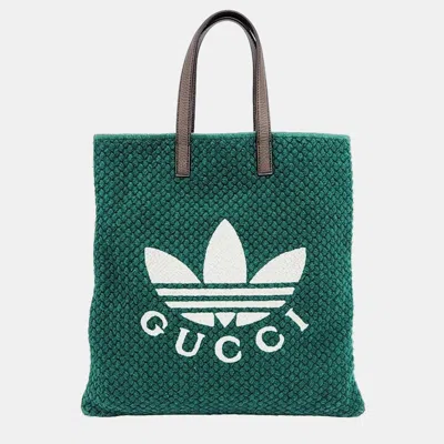 Pre-owned Gucci Green Knit Adidas Tote Bag