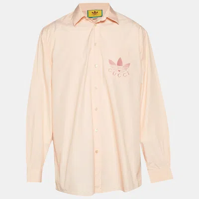 Pre-owned Gucci X Adidas Orange Logo Embroidered Shirt S