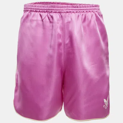 Pre-owned Gucci X Adidas Pink Satin Drawstring Shorts Xl