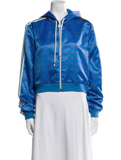 Pre-owned Gucci X Adidas Printed Bomber Jacket In Blue
