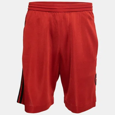 Pre-owned Gucci X Adidas Red Gg Monogram Knit Bermuda Shorts M