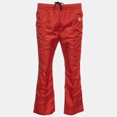 Pre-owned Gucci X Adidas Red Striped Nylon Track Pants S