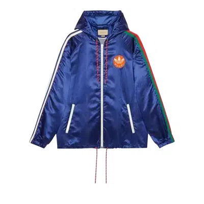 Pre-owned Gucci X Adidas Satin Nylon Jacket 'blue' | Men's Size 50
