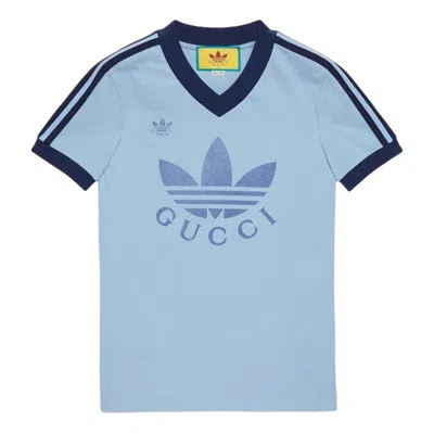 Gucci X Adidas Ss22 V-neck T-shirt 'light Blue'