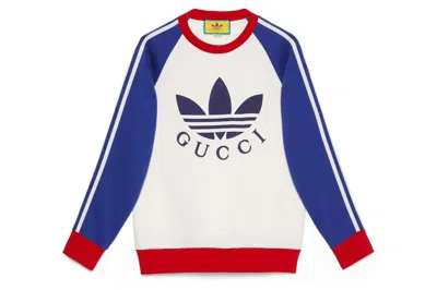 Pre-owned Gucci X Adidas Sweatshirt White/blue/red