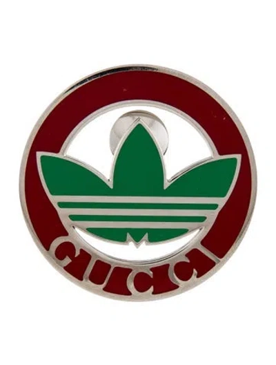 Pre-owned Gucci X Adidas Trefoil Enamel Pin In Multi