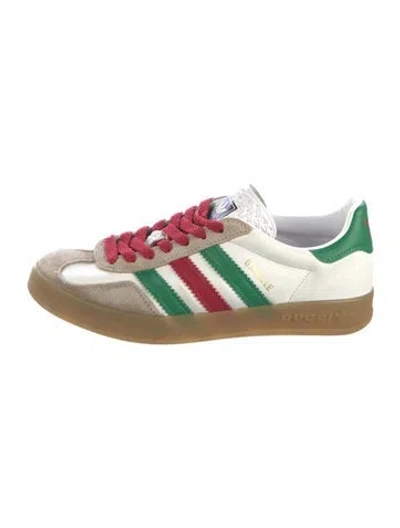 Pre-owned Gucci X Adidas Web Accent Leather Sneakers In White