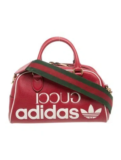 Pre-owned Gucci X Adidas Web Duffle Bag Mini In Red