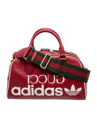 Pre-owned Gucci X Adidas Web Mini Duffle Bag In Red