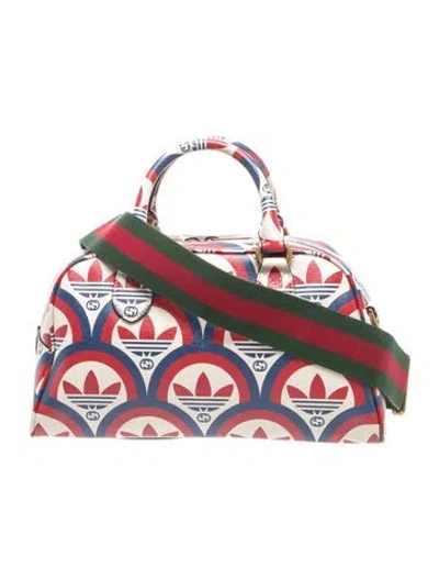 Pre-owned Gucci X Adidas Web Top Handle Bag In Red