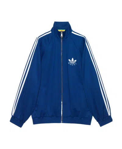 Gucci X Adidas Zipper Casual Jacket In Blue