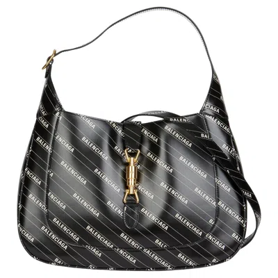 Pre-owned Gucci X Balenciaga 2021 Black Calfskin Hacker Project 1961 Jackie Shoulder Bag