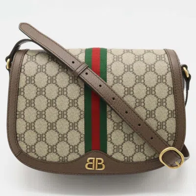 Pre-owned Gucci X Balenciaga Beige The Hacker Project Medium Shoulder Bag In Brown