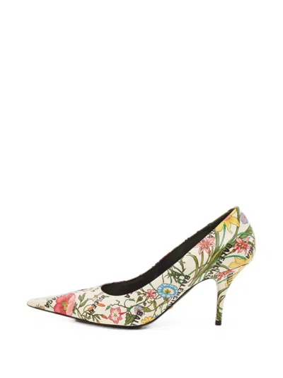 Pre-owned Gucci X Balenciaga Floral-print Pointed-toe Pumps In Neutral