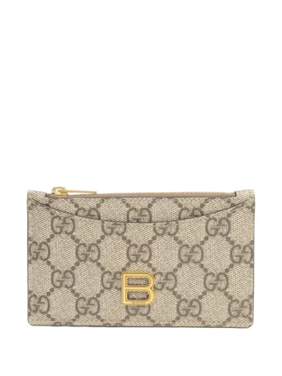 Pre-owned Gucci X Balenciaga Gg Card Case In Neutral