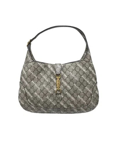 Gucci X Balenciaga Gg Supreme Shoulder Bag In Grey