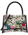 Gucci X Balenciaga Hourglass Canvas & Leather Shoulder Bag In White