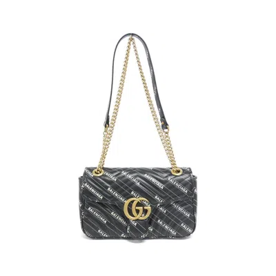 Pre-owned Gucci X Balenciaga Leather Shoulder Bag () In Black