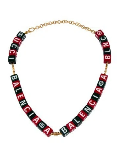 Pre-owned Gucci X Balenciaga Resin The Hacker Project Beaded Necklace, 19.5" In Multi
