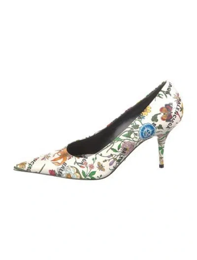Pre-owned Gucci X Balenciaga The Hacker Project Flora Print Pumps In White