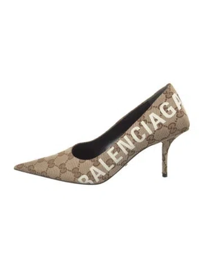 Pre-owned Gucci X Balenciaga The Hacker Project Gg Canvas Pumps W/ Tags In Brown