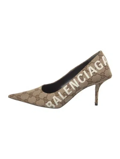 Pre-owned Gucci X Balenciaga The Hacker Project Gg Canvas Pumps W/ Tags In Brown