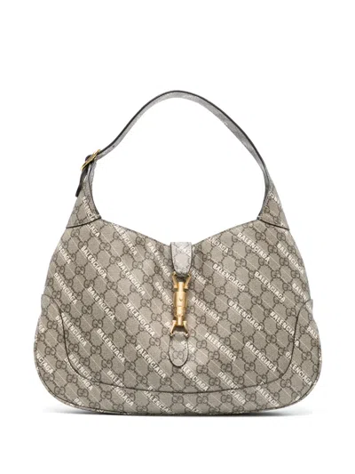 Pre-owned Gucci X Balenciaga The Hacker Project Gg Supreme Jackie 1961 Tote Bag In Neutrals